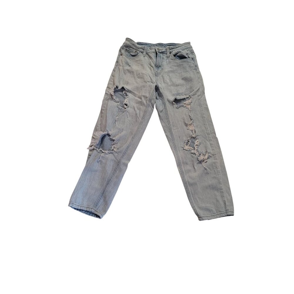 Wild Fable High Rise Mom Jeans Light Wash Distressed Denim Womens Size 0
